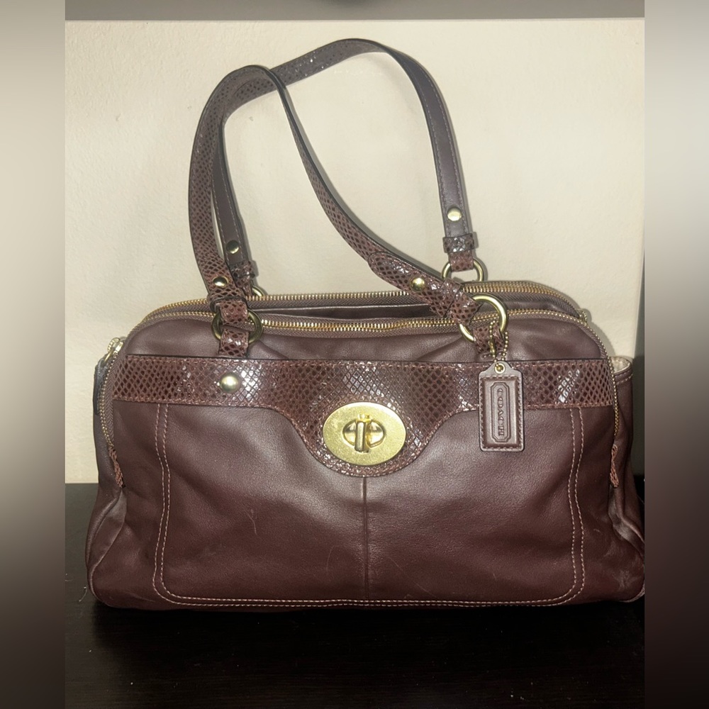 Coach - Penelope Turnlock Satchel - Brown + Snake #F16529
